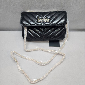 Nicole‎ Miller New York Noir/Black Quilted Purse With Gold Chain NWT